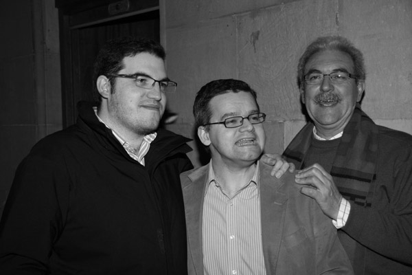 Con Manuel Rico y Goyo Tovar a la salida de la cena de 'Las Ideas' en Bilbao