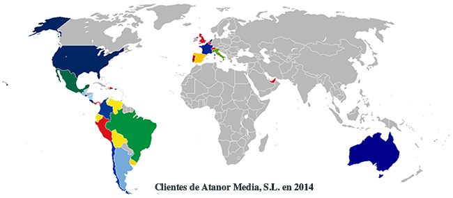 Clientes de Atanor Media por países en 2014