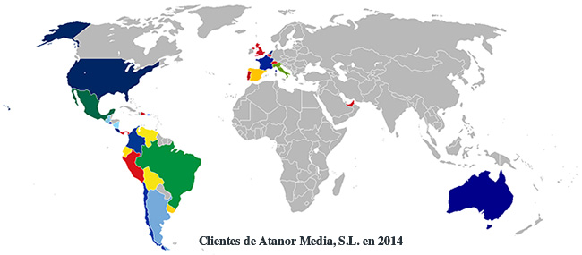 Clientes de Atanor Media en 2014 por países